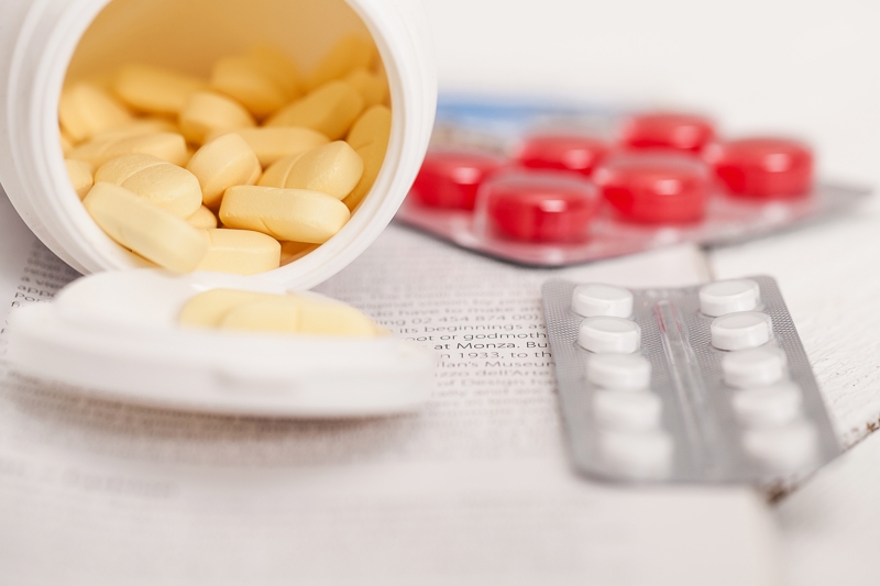 Closeup image of medicine pills in a package
